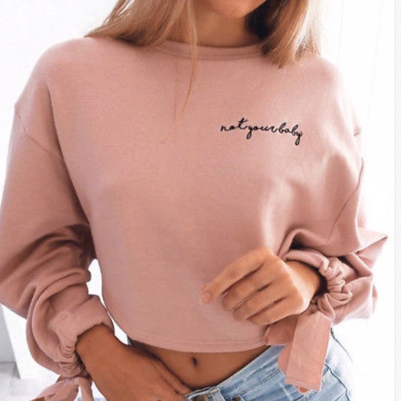 🔴firm🔴 🎉HP🎉➰ “Not your baby” crop sweatshirt - Picture 3 of 4